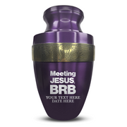 Custom Aluminum Human Urn - Funny Religious Design - Elite Collection with Gold Inlay - 200 Cubic Inch