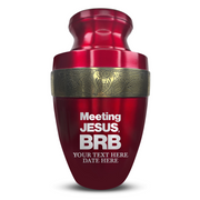Custom Aluminum Human Urn - Funny Religious Design - Elite Collection with Gold Inlay - 200 Cubic Inch