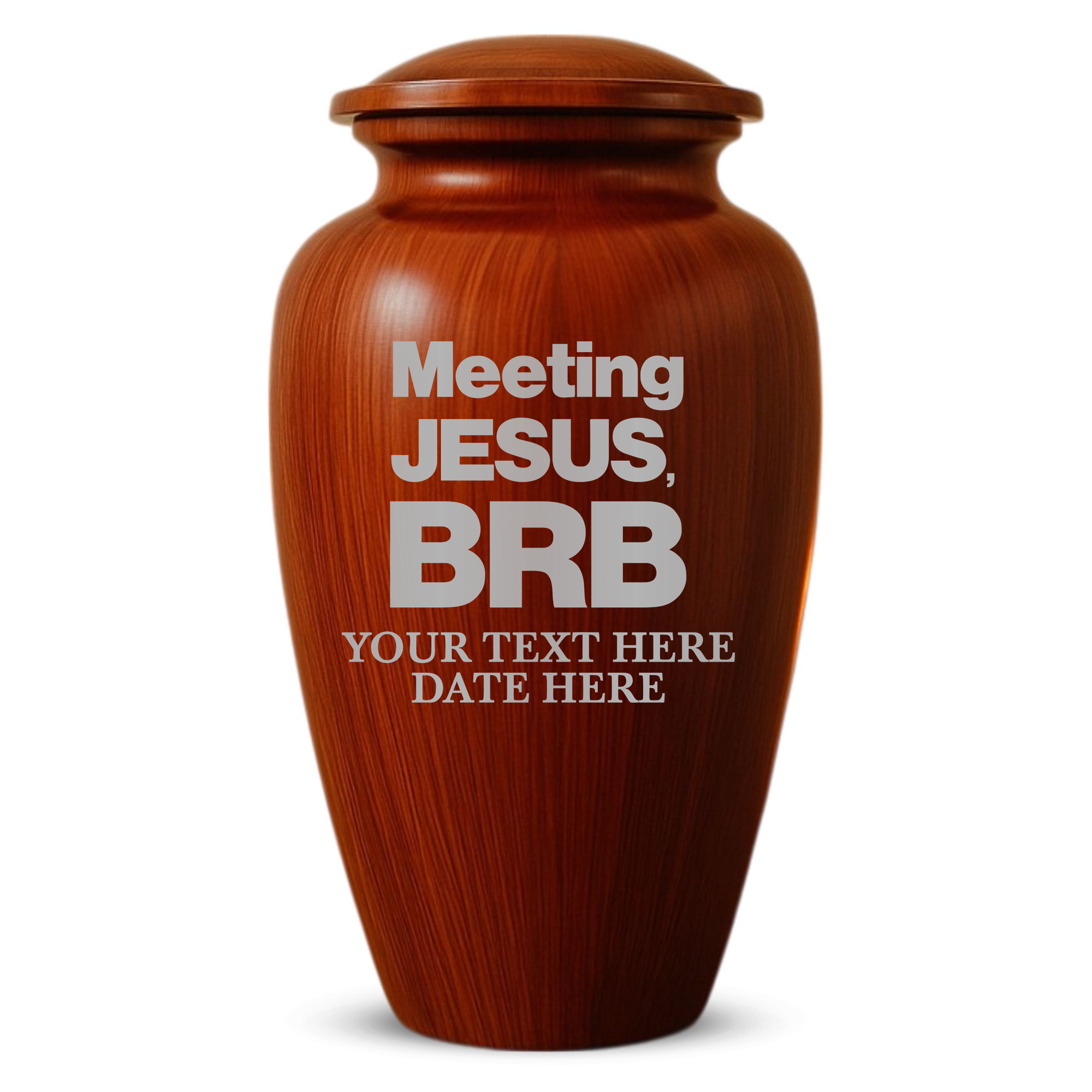 Human Cremation Urn - 200 Cubic Inch - Ingrained Wood Style Finish | Christian Humor