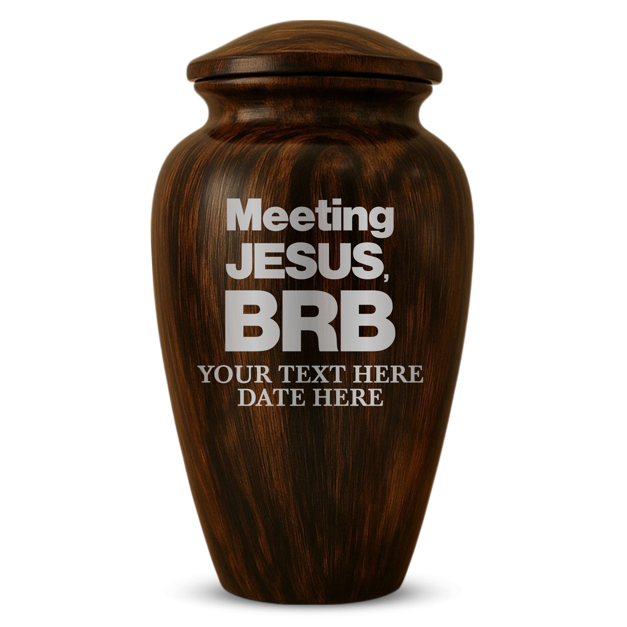 Human Cremation Urn - 200 Cubic Inch - Ingrained Wood Style Finish | Christian Humor