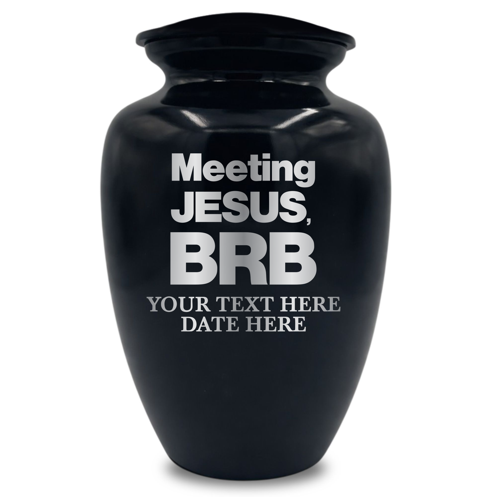 Polished Extra Large Human Cremation Urn 350 Cubic Inch - Engraved Aluminum | Christian Humor