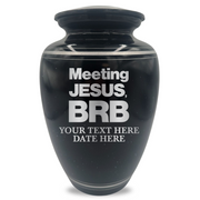 Extra Large Human Cremation Urn - 350 Cubic Inch - Black Spotted Finish with Silver Rim | Christian Humor