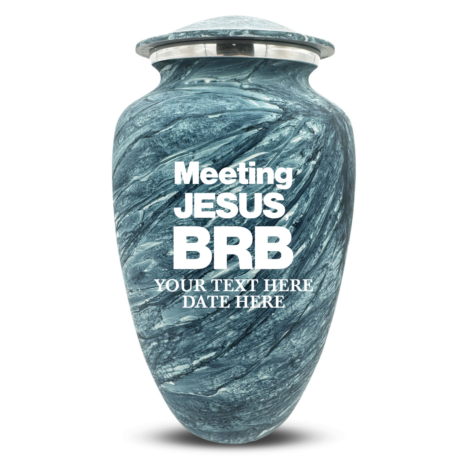 Custom Human Urns - Soft Whisper Collection - Funny Religious Design - Distressed Finish - 200 Cubic Inch