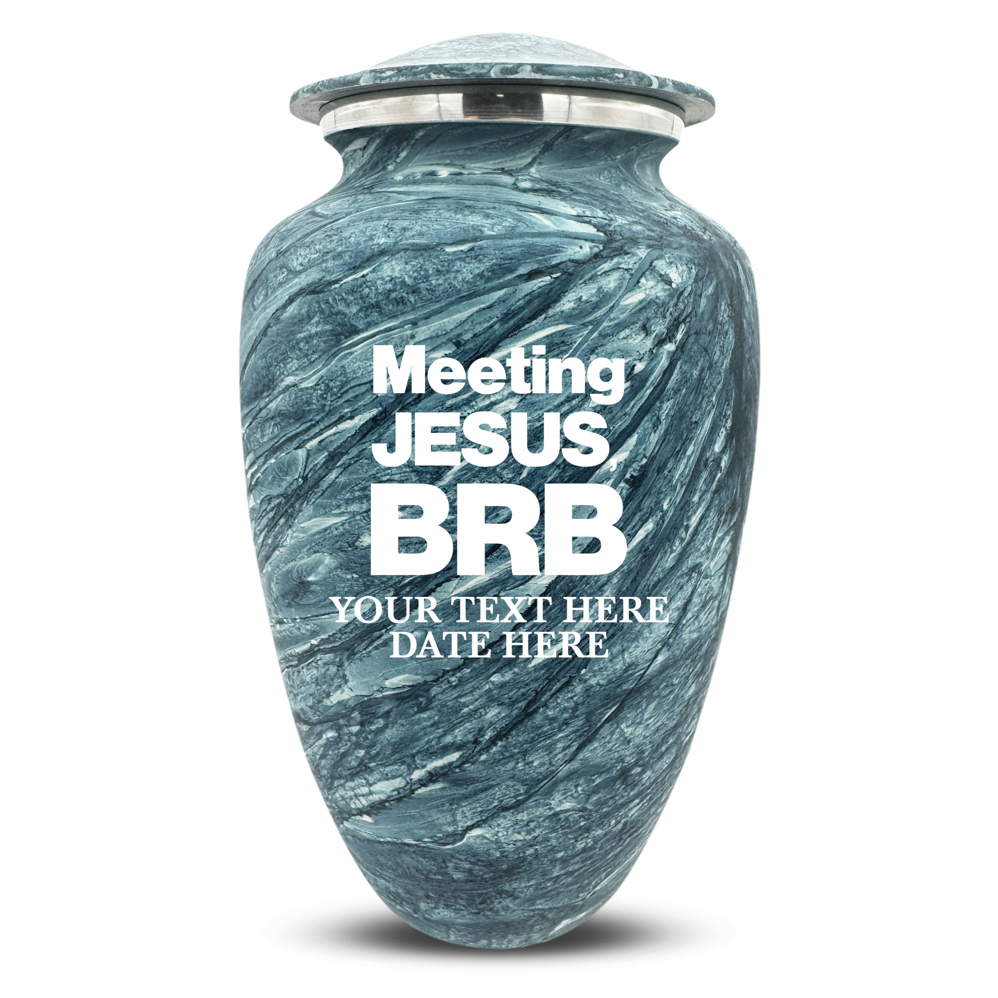 Custom Large Cremation Urn for Human Ashes - Soft Whisper Collection - Funny Religious Design - Distressed Finish - 200 Cubic Inch