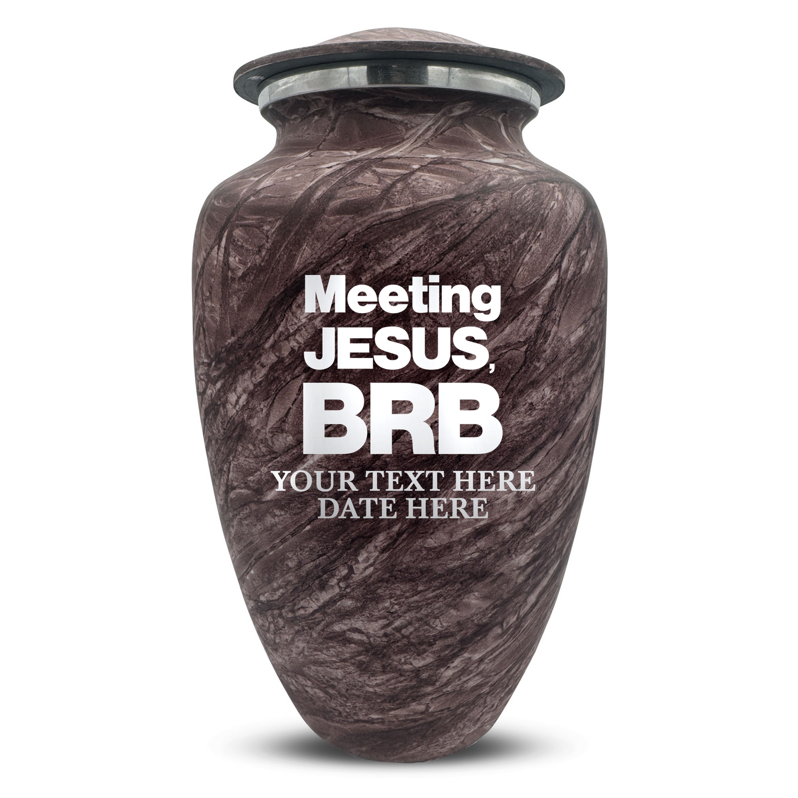 Custom Human Urns - Soft Whisper Collection - Funny Religious Design - Distressed Finish - 200 Cubic Inch
