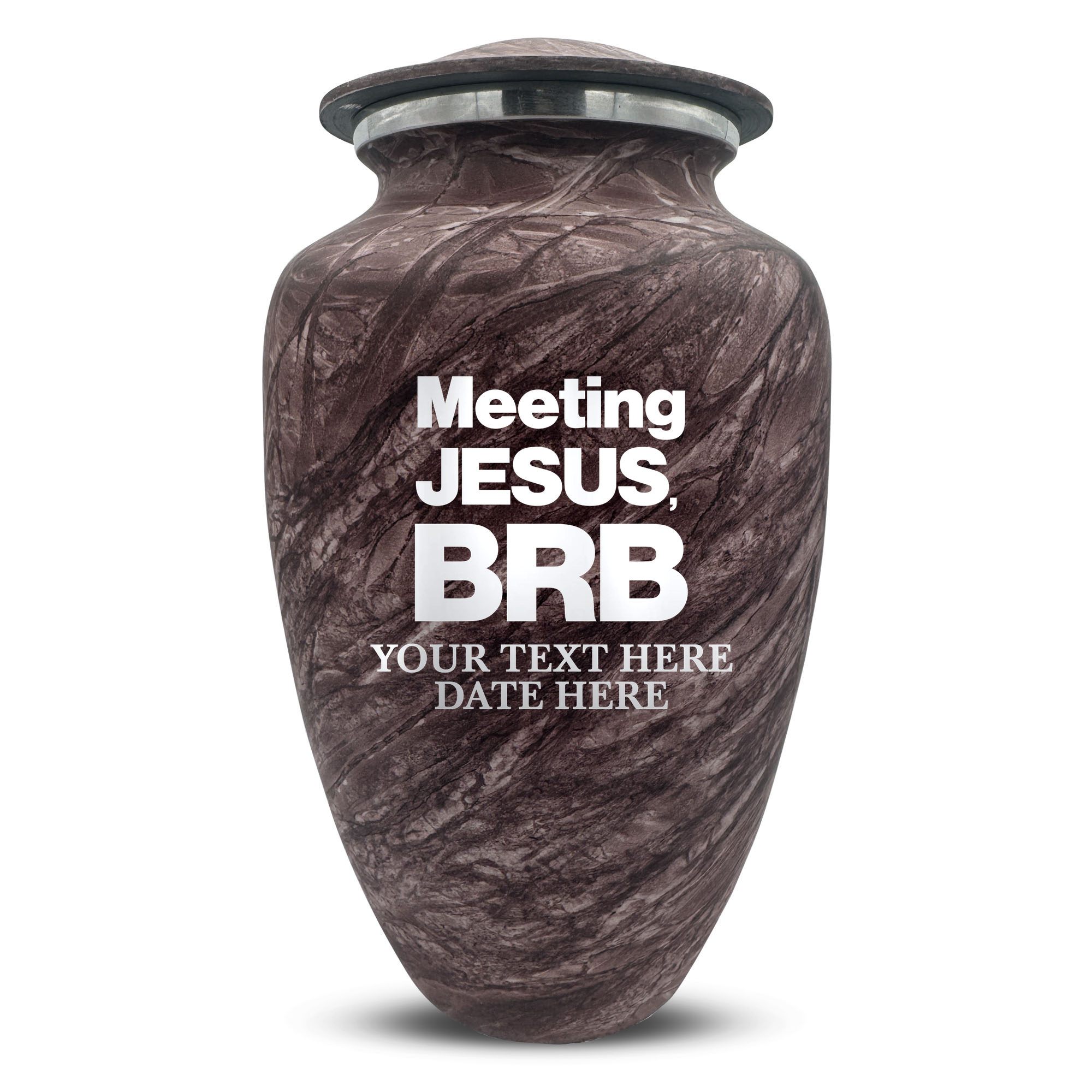 Custom Large Cremation Urn for Human Ashes - Soft Whisper Collection - Funny Religious Design - Distressed Finish - 200 Cubic Inch