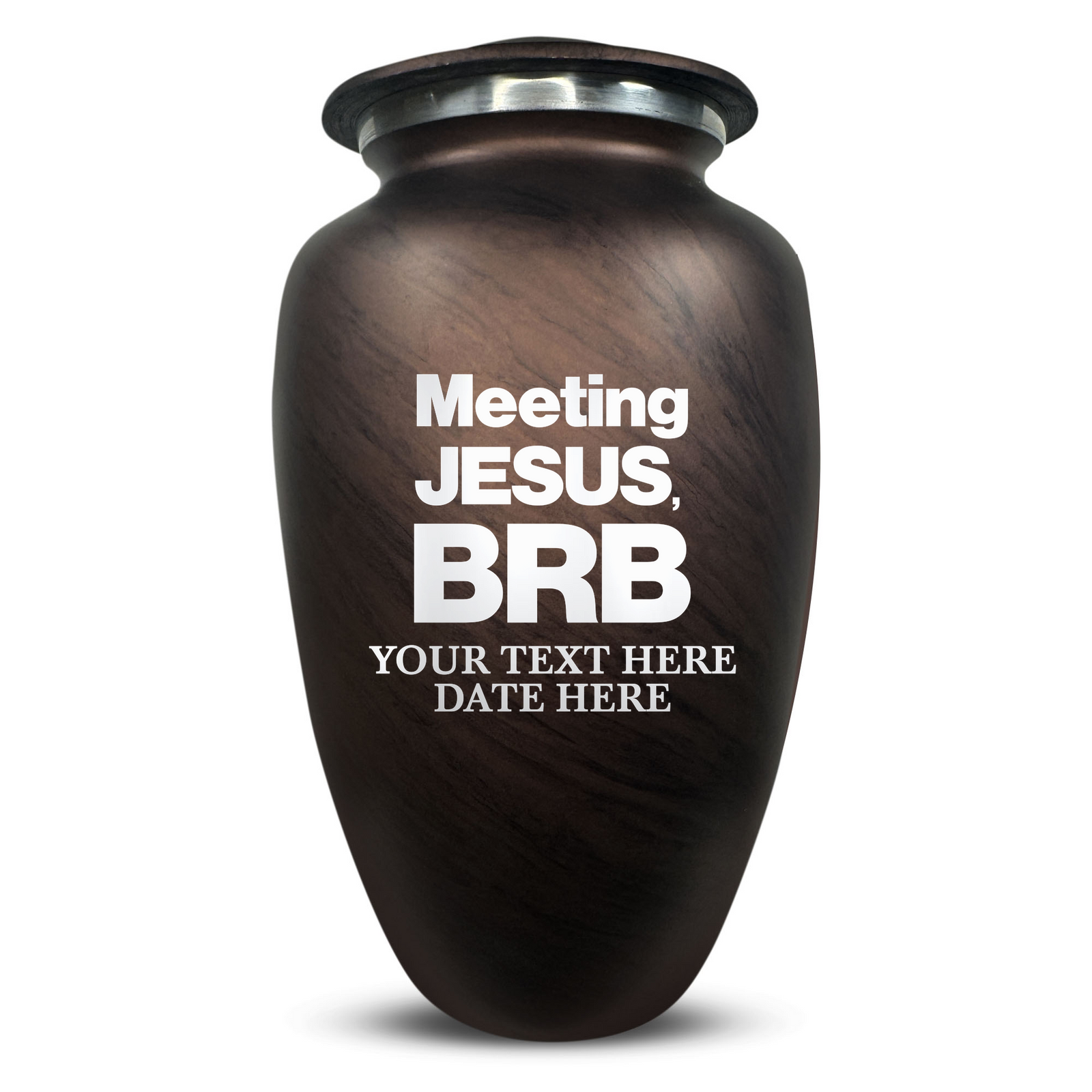 Custom Human Urns - Soft Whisper Collection - Funny Religious Design - Distressed Finish - 200 Cubic Inch