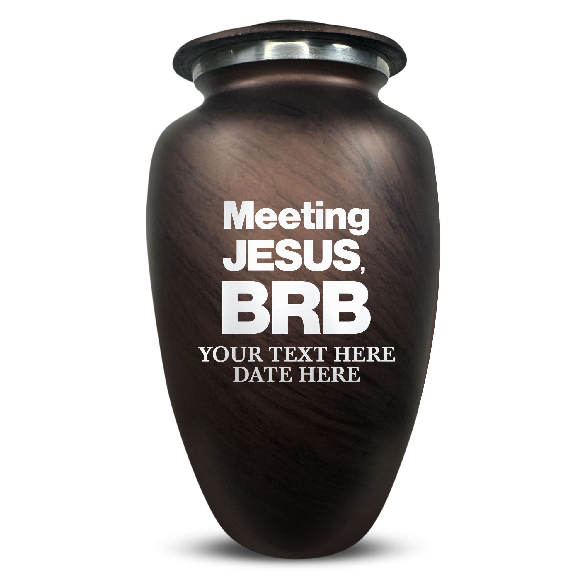 Custom Large Cremation Urn for Human Ashes - Soft Whisper Collection - Funny Religious Design - Distressed Finish - 200 Cubic Inch