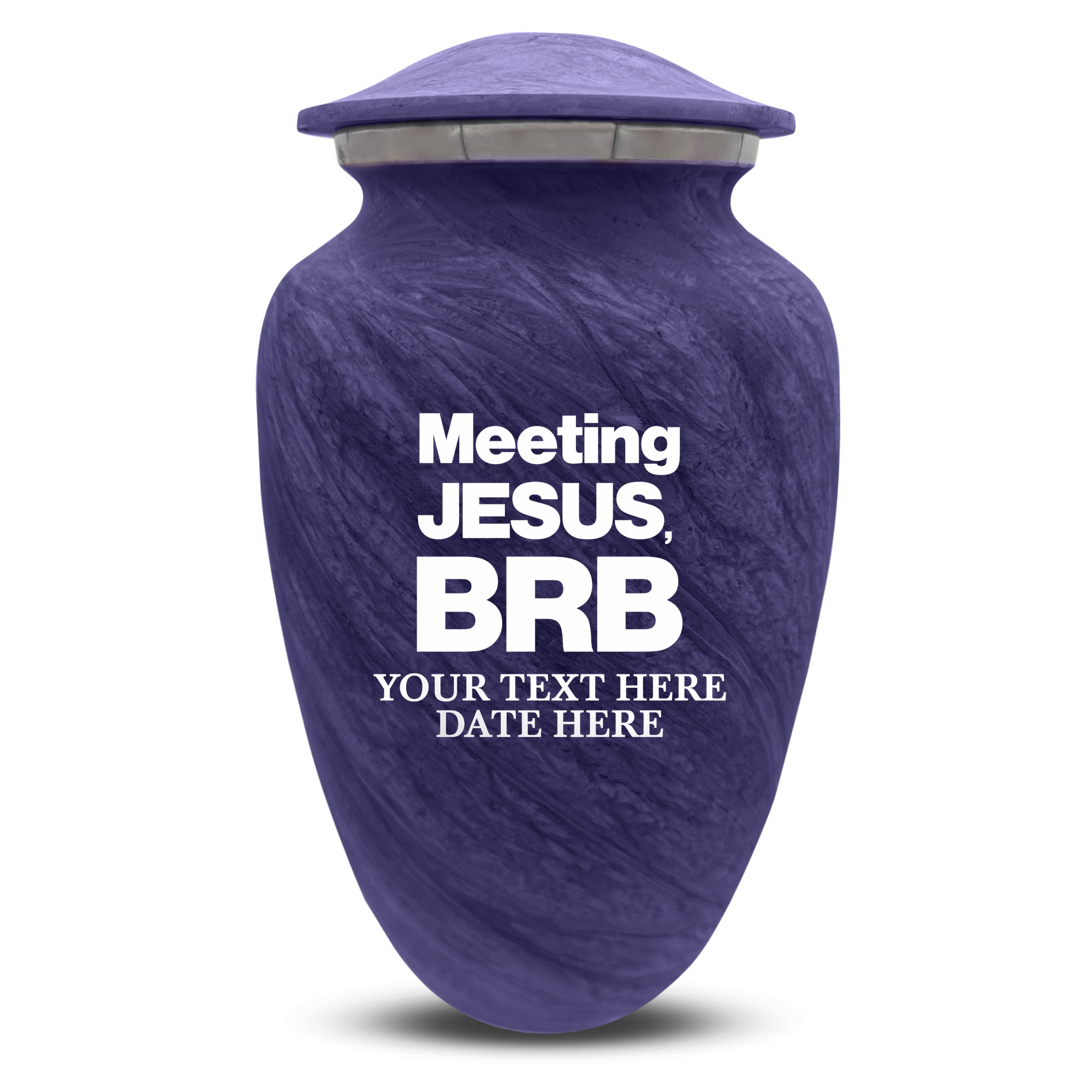 Custom Large Cremation Urn for Human Ashes - Soft Whisper Collection - Funny Religious Design - Distressed Finish - 200 Cubic Inch