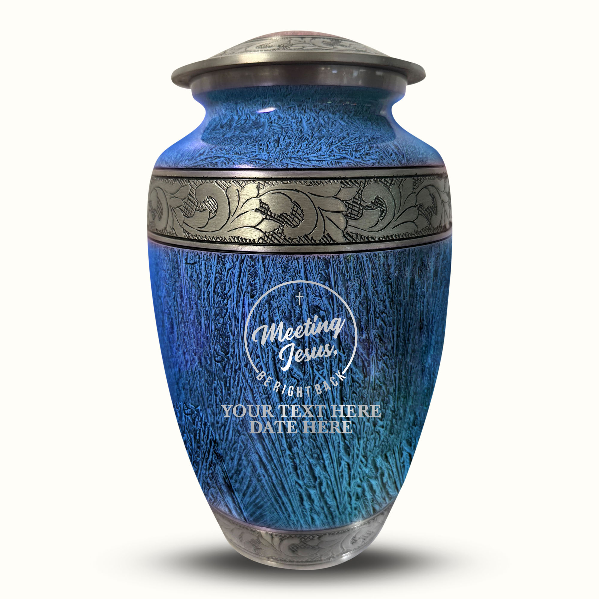Custom Large Cremation Urn for Human Ashes - Elevate Collection - Funny Religious Design - Distressed Finish - 200 Cubic Inch