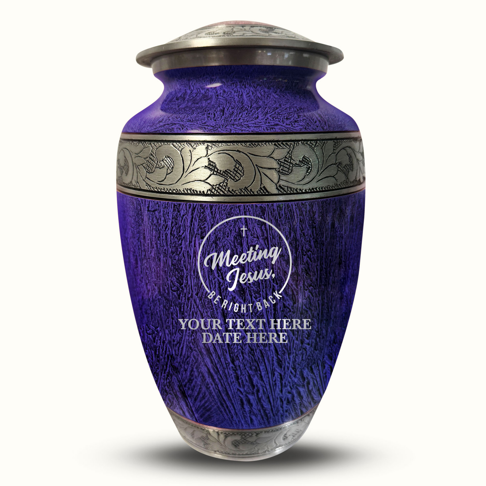 Custom Aluminum Human Urn - Elevate Collection - Funny Religious Design - Distressed Finish - 200 Cubic Inch