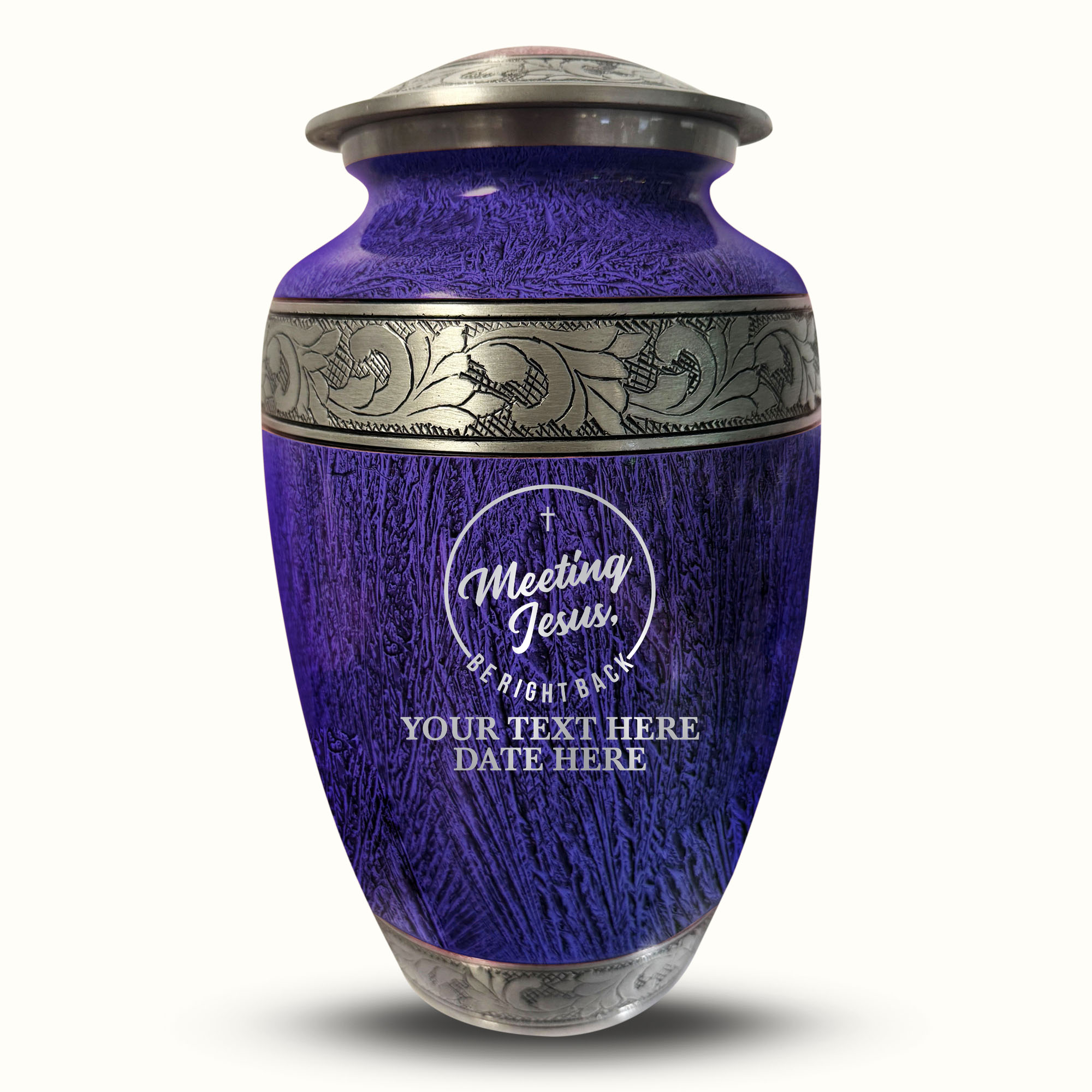 Custom Large Cremation Urn for Human Ashes - Elevate Collection - Funny Religious Design - Distressed Finish - 200 Cubic Inch