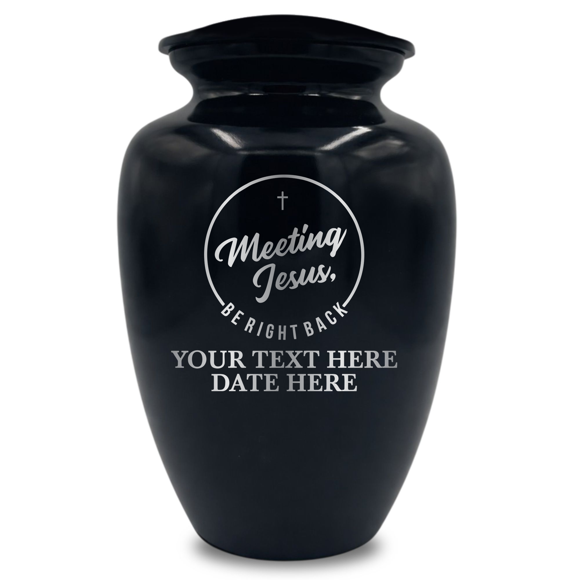 Polished Extra Large Human Cremation Urn 350 Cubic Inch - Engraved Aluminum | Christian Humor