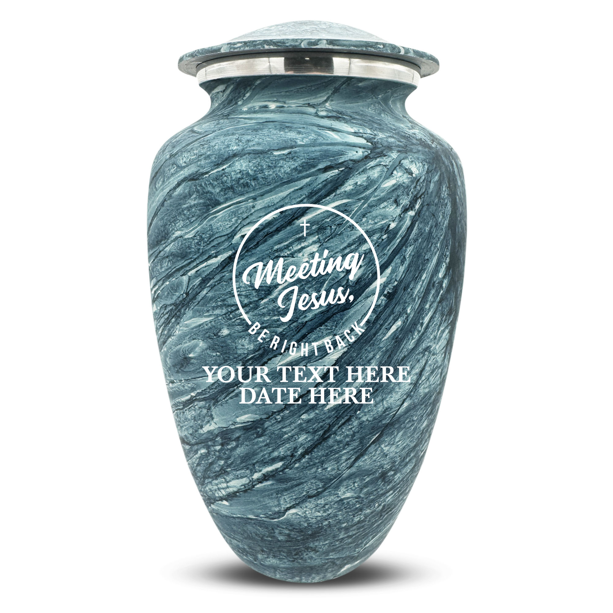 Custom Large Cremation Urn for Human Ashes - Soft Whisper Collection - Funny Religious Design - Distressed Finish - 200 Cubic Inch