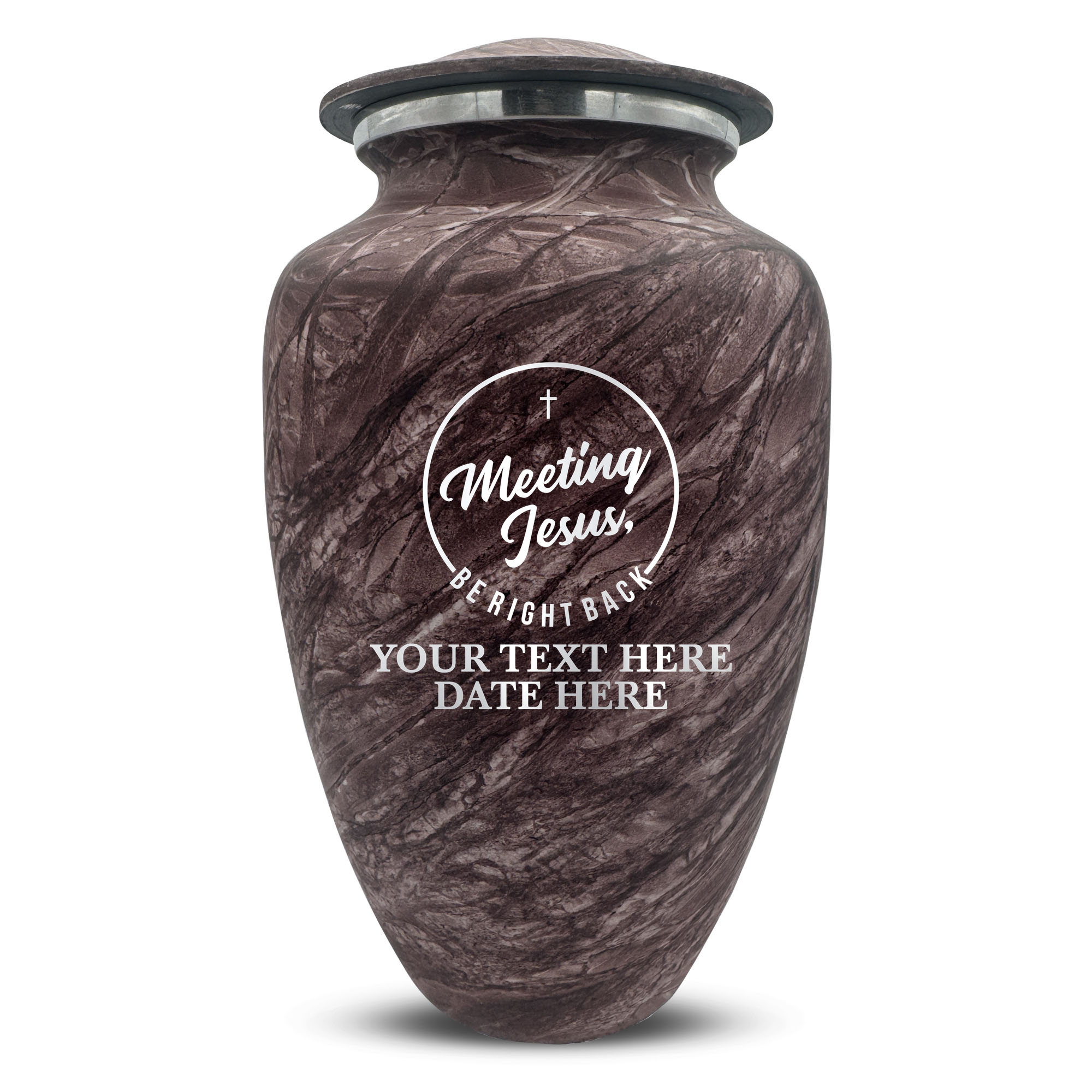 Custom Large Cremation Urn for Human Ashes - Soft Whisper Collection - Funny Religious Design - Distressed Finish - 200 Cubic Inch