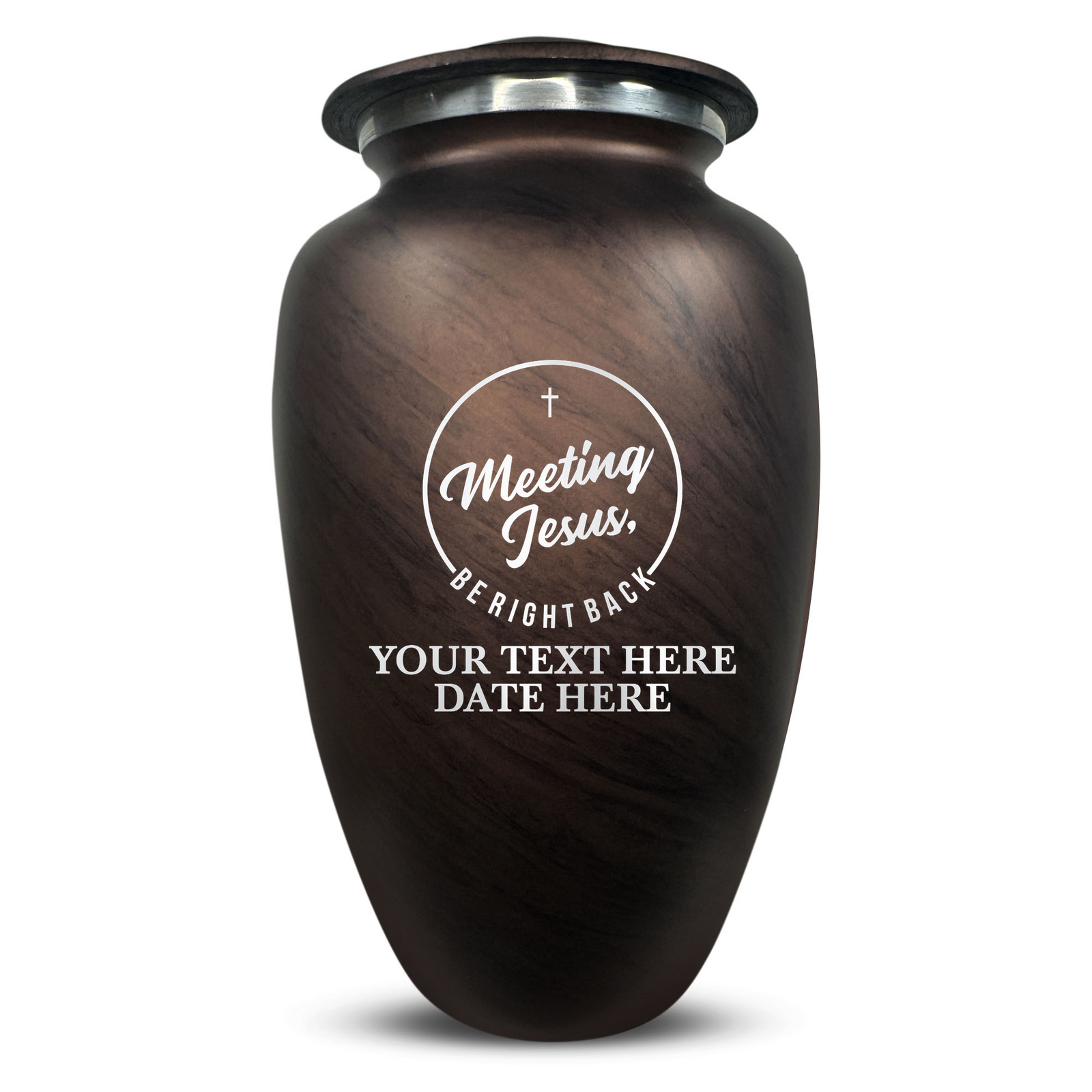 Custom Human Urns - Soft Whisper Collection - Funny Religious Design - Distressed Finish - 200 Cubic Inch