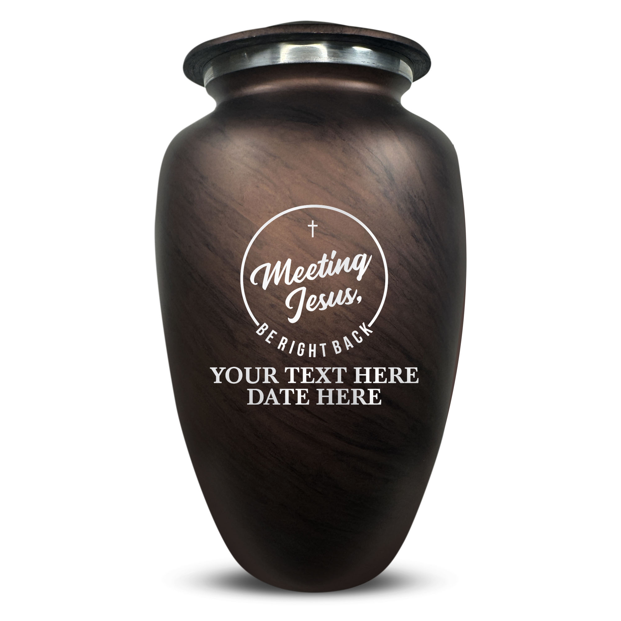 Custom Large Cremation Urn for Human Ashes - Soft Whisper Collection - Funny Religious Design - Distressed Finish - 200 Cubic Inch