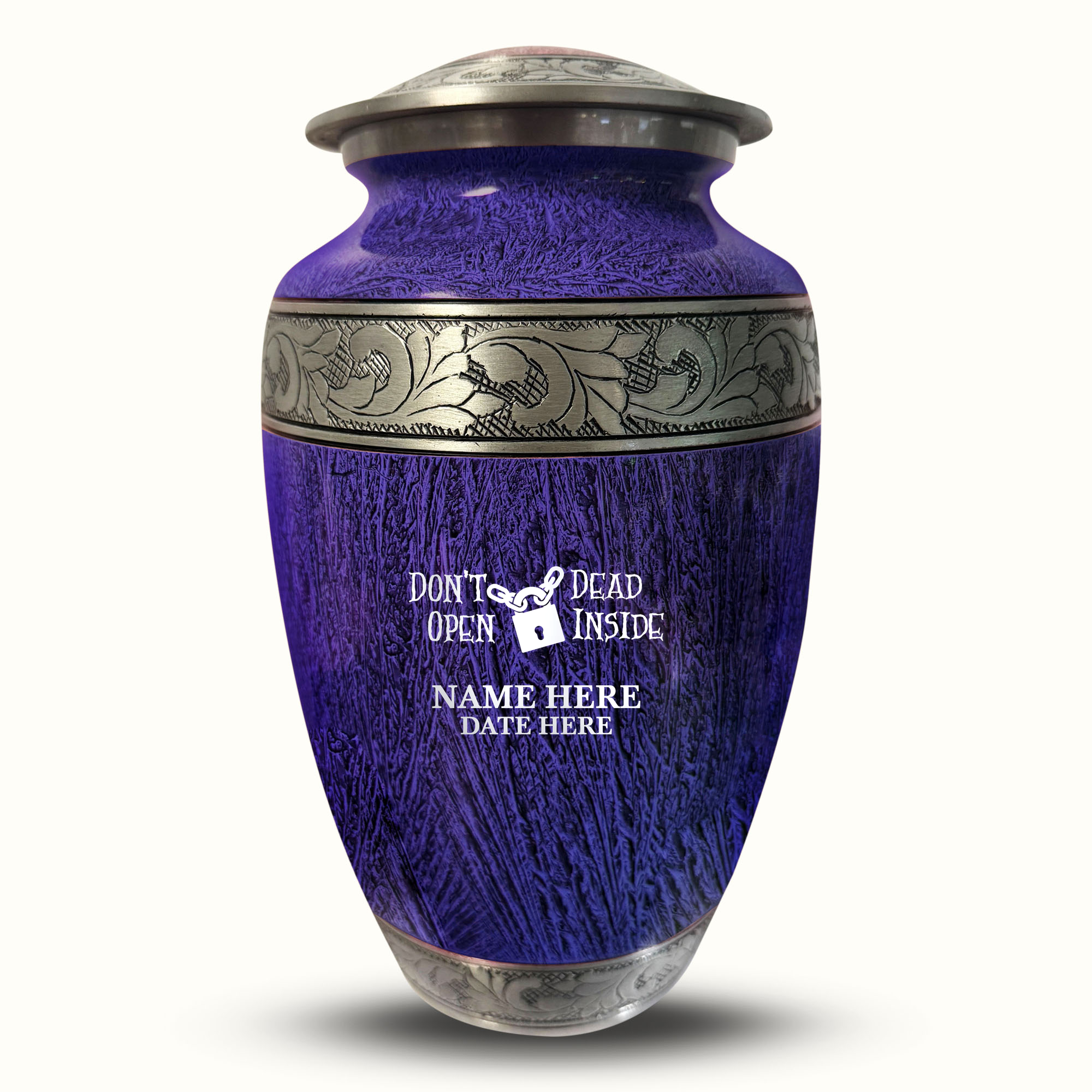 Custom Large Cremation Urn for Human Ashes - Elevate Collection - Funny TV Design - Distressed Finish - 200 Cubic Inch