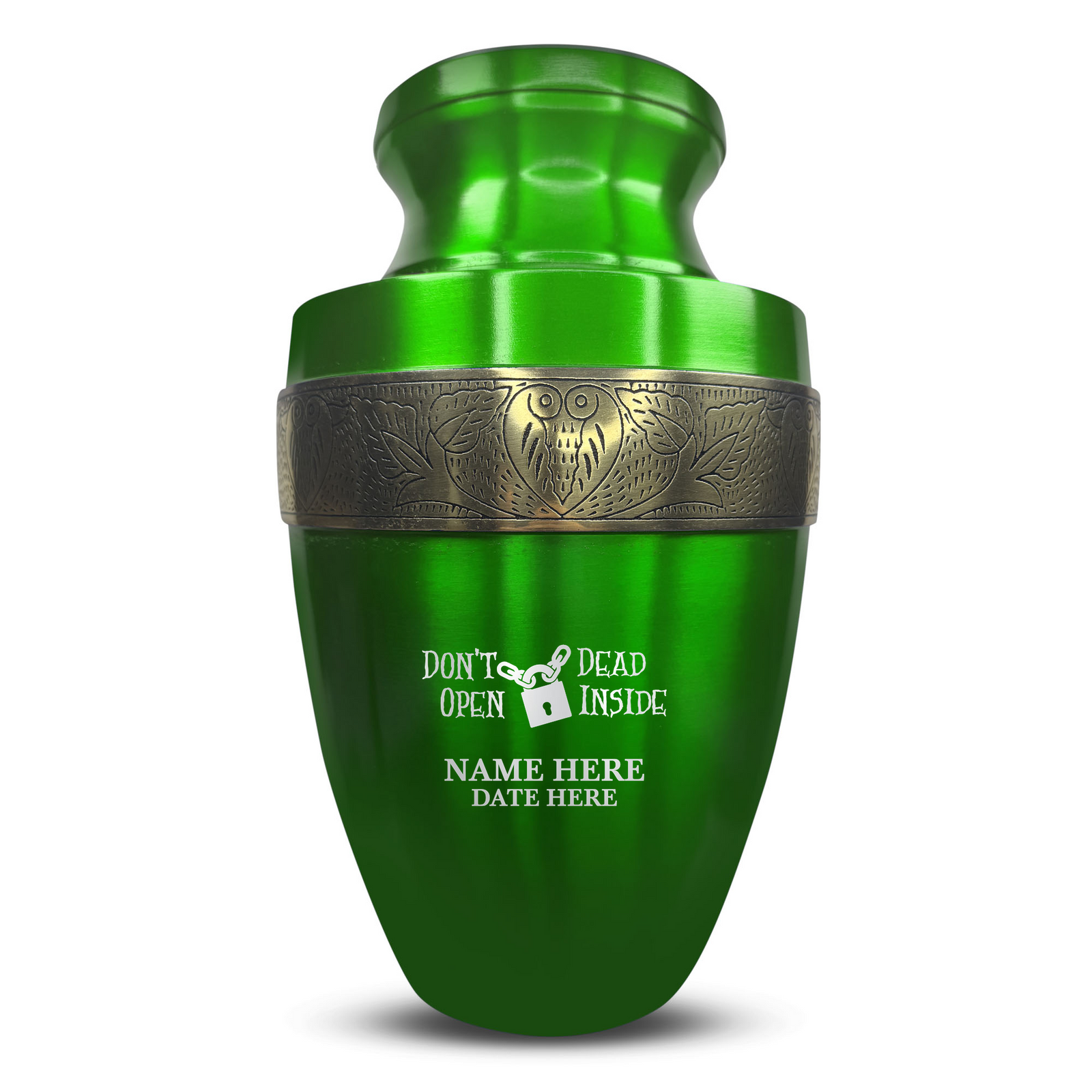 Custom Aluminum Human Urn - Funny TV Entertainment Design - Elite Collection with Gold Inlay - 200 Cubic Inch