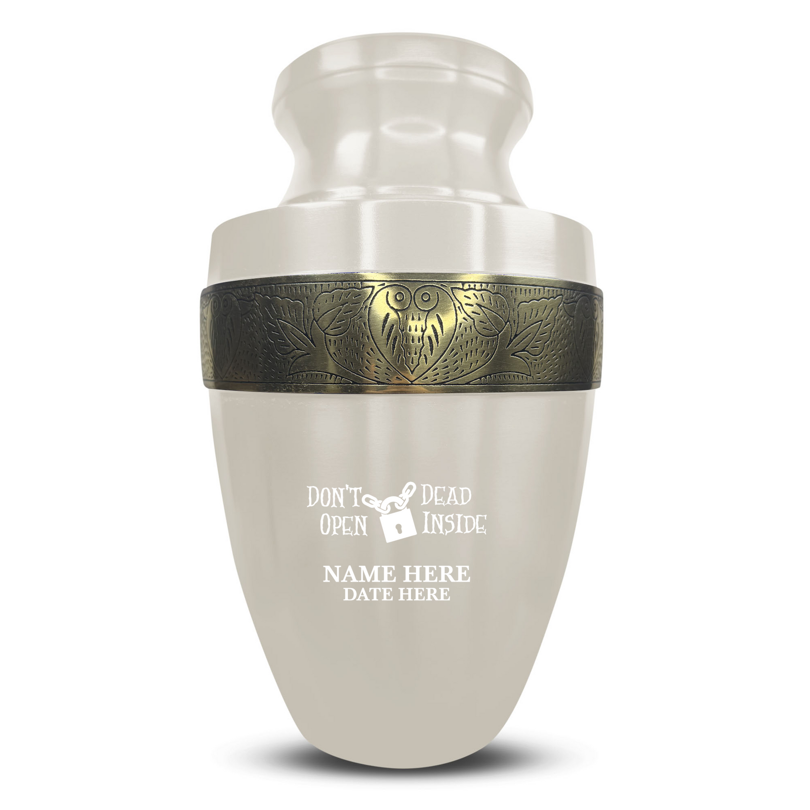 Custom Aluminum Human Urn - Funny TV Entertainment Design - Elite Collection with Gold Inlay - 200 Cubic Inch