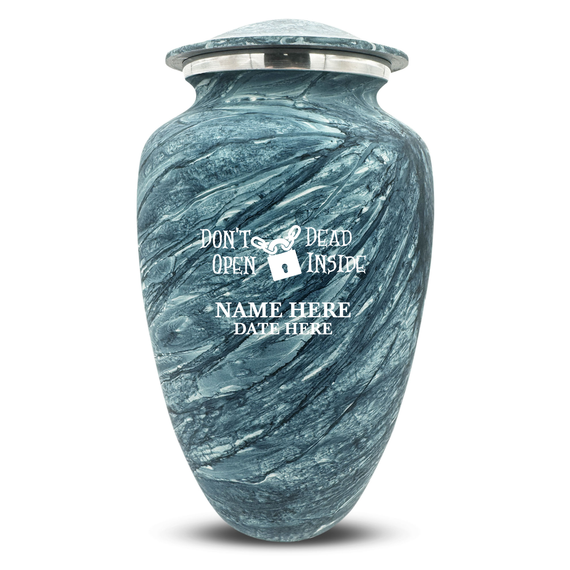 Custom Human Urns - Soft Whisper Collection - Funny TV Design - Distressed Finish - 200 Cubic Inch