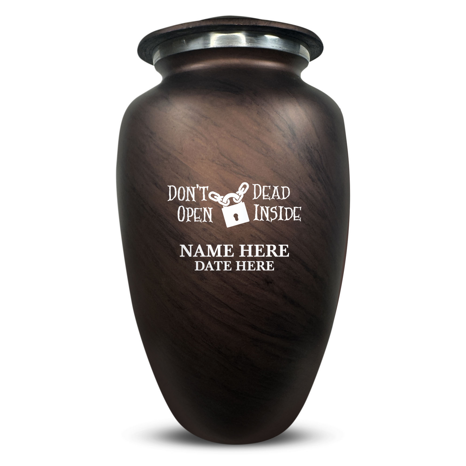 Custom Human Urns - Soft Whisper Collection - Funny TV Design - Distressed Finish - 200 Cubic Inch