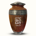 Custom Aluminum Human Urn - Elevate Collection - Dark Humor Design - Distressed Finish - 200 Cubic Inch