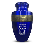 Custom Aluminum Human Urn - Dark Humor Design - Elite Collection with Gold Inlay - 200 Cubic Inch