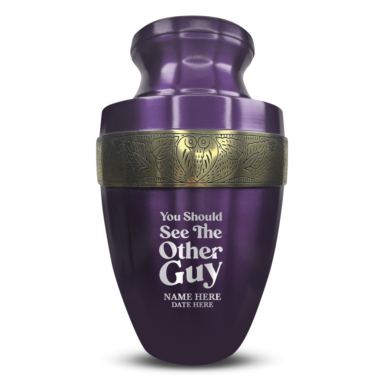 Custom Aluminum Human Urn - Dark Humor Design - Elite Collection with Gold Inlay - 200 Cubic Inch
