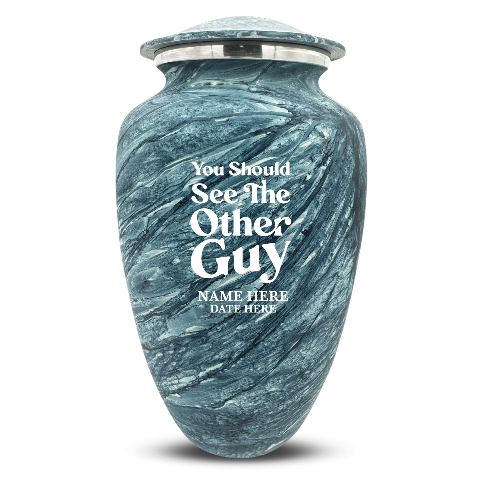 Custom Human Urns - Soft Whisper Collection - Dark Humor Design - Distressed Finish - 200 Cubic Inch