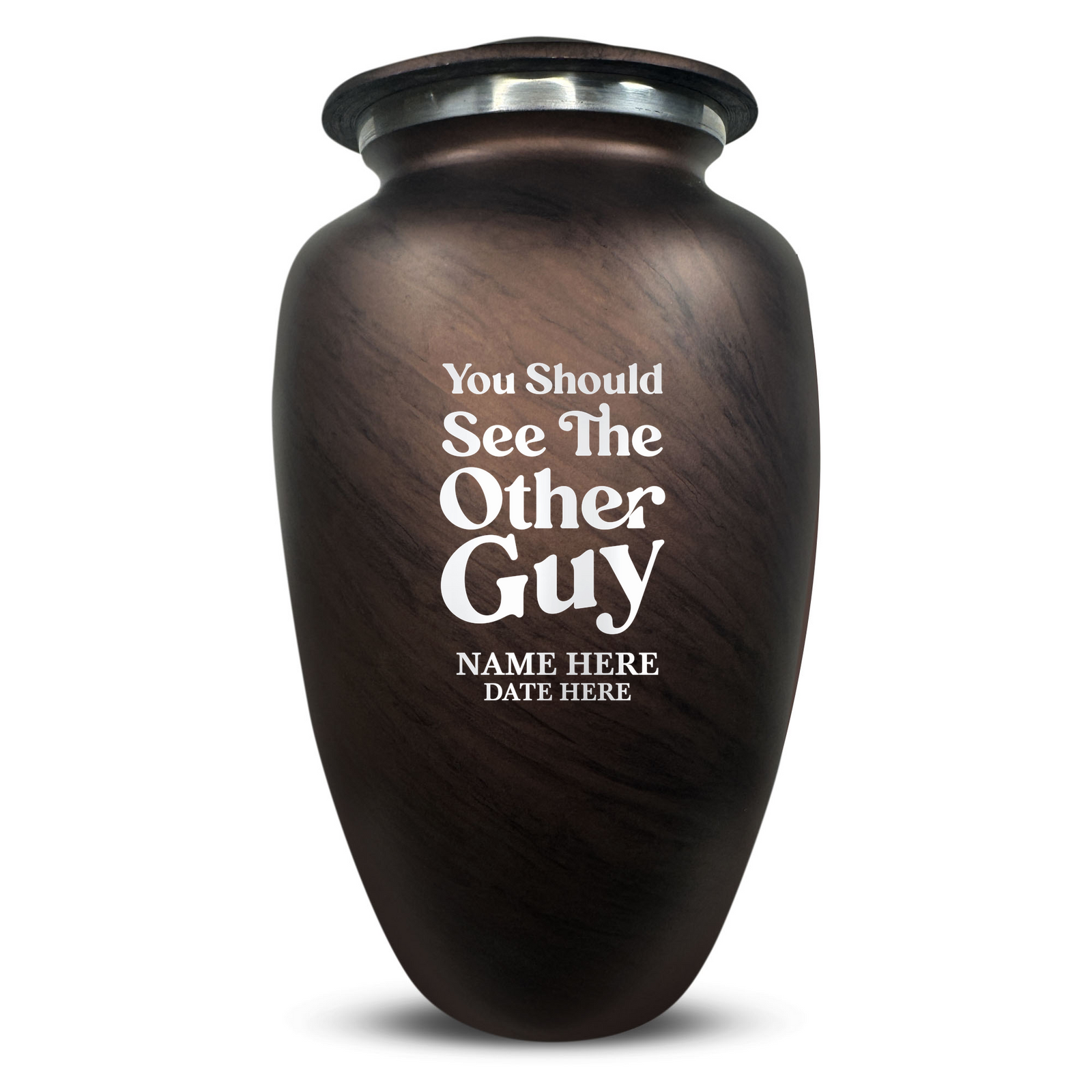 Custom Human Urns - Soft Whisper Collection - Dark Humor Design - Distressed Finish - 200 Cubic Inch
