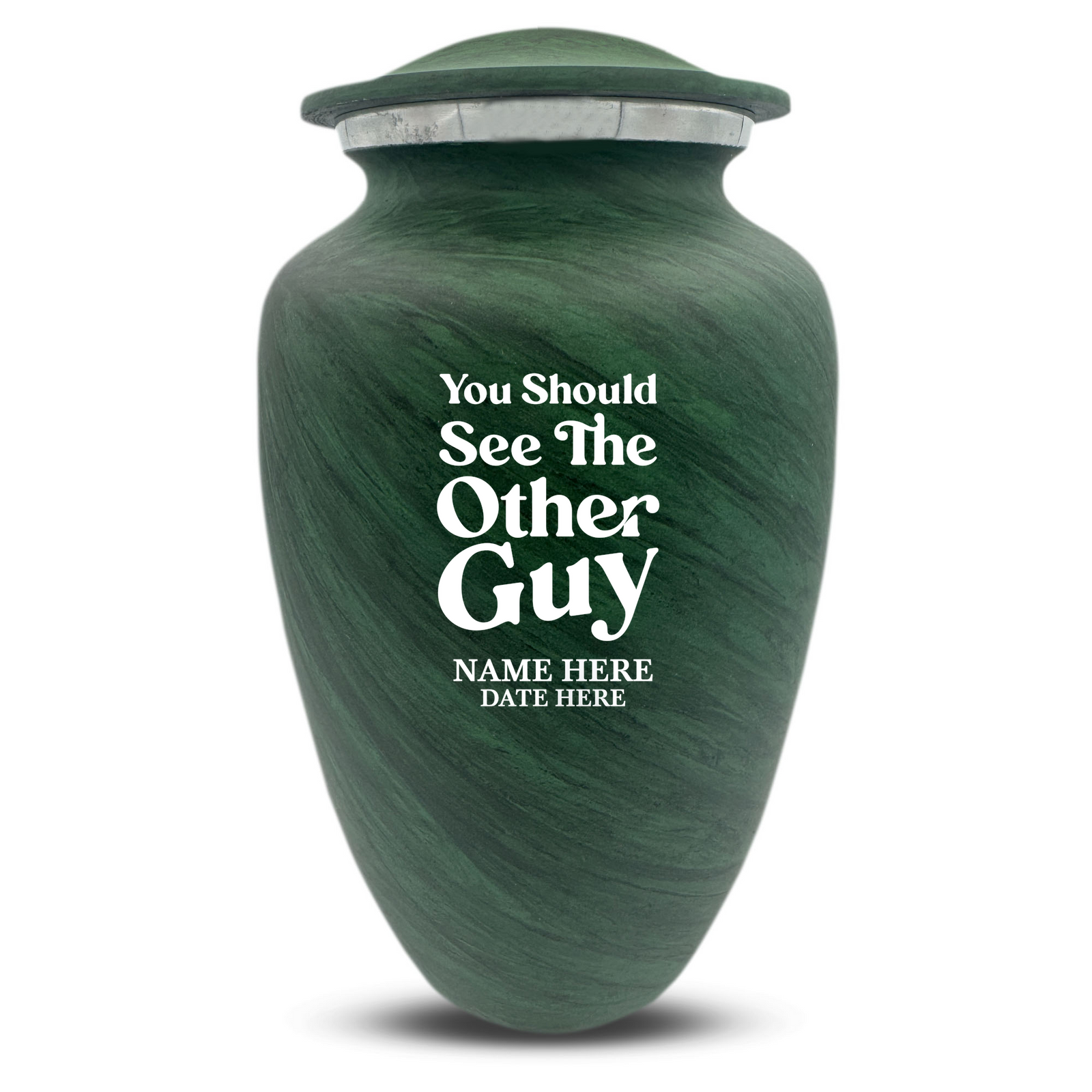 Custom Human Urns - Soft Whisper Collection - Dark Humor Design - Distressed Finish - 200 Cubic Inch