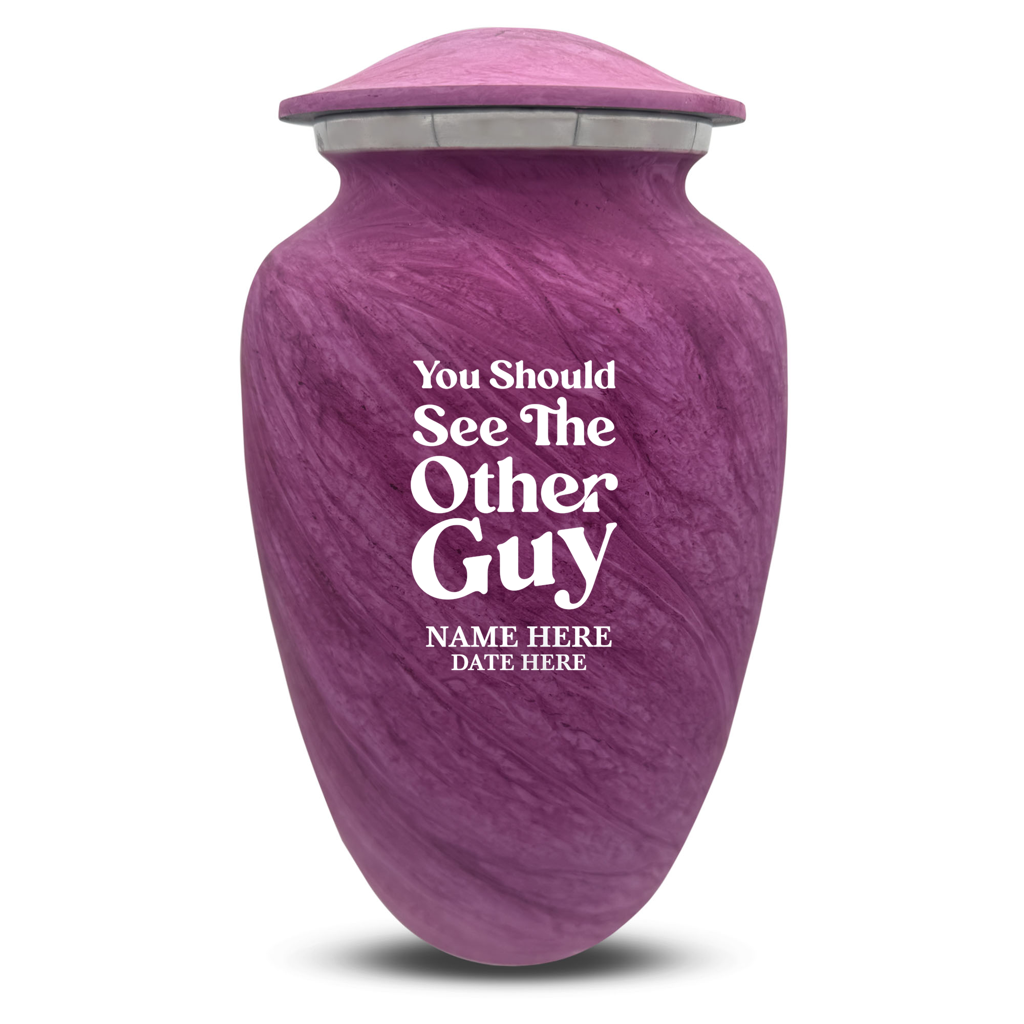 Custom Large Cremation Urn for Human Ashes - Soft Whisper Collection - Dark Humor Design - Distressed Finish - 200 Cubic Inch