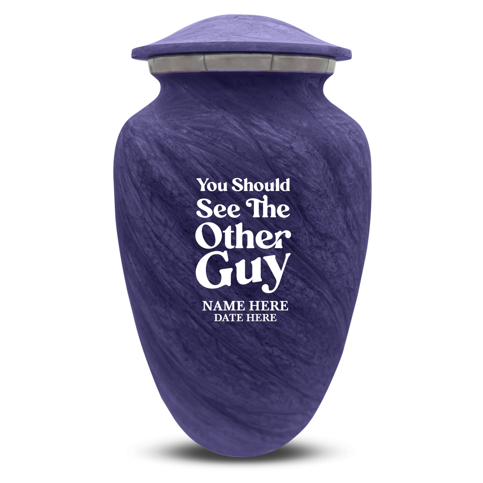 Custom Large Cremation Urn for Human Ashes - Soft Whisper Collection - Dark Humor Design - Distressed Finish - 200 Cubic Inch
