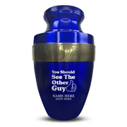Custom Aluminum Human Urn - Dark Humor Design - Elite Collection with Gold Inlay - 200 Cubic Inch