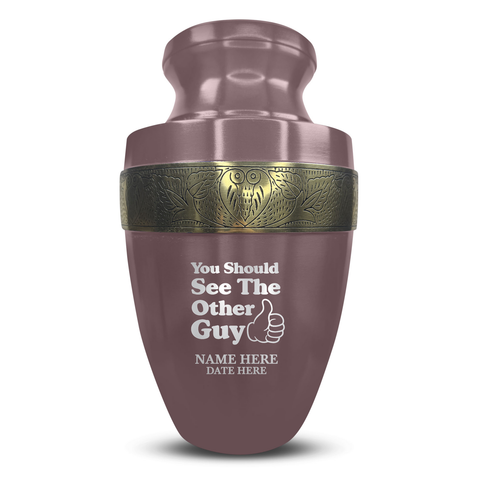 Custom Aluminum Human Urn - Dark Humor Design - Elite Collection with Gold Inlay - 200 Cubic Inch