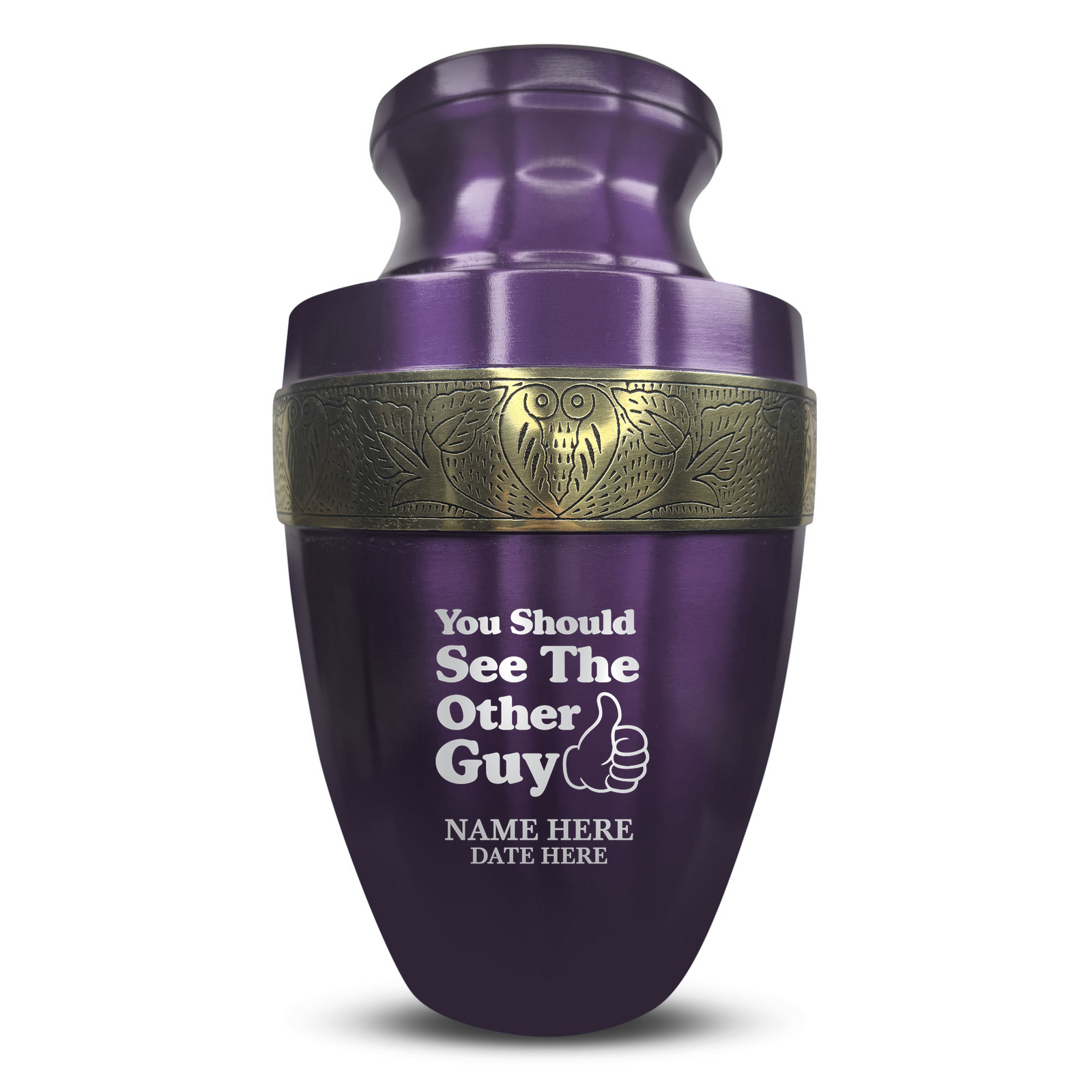Custom Aluminum Human Urn - Dark Humor Design - Elite Collection with Gold Inlay - 200 Cubic Inch