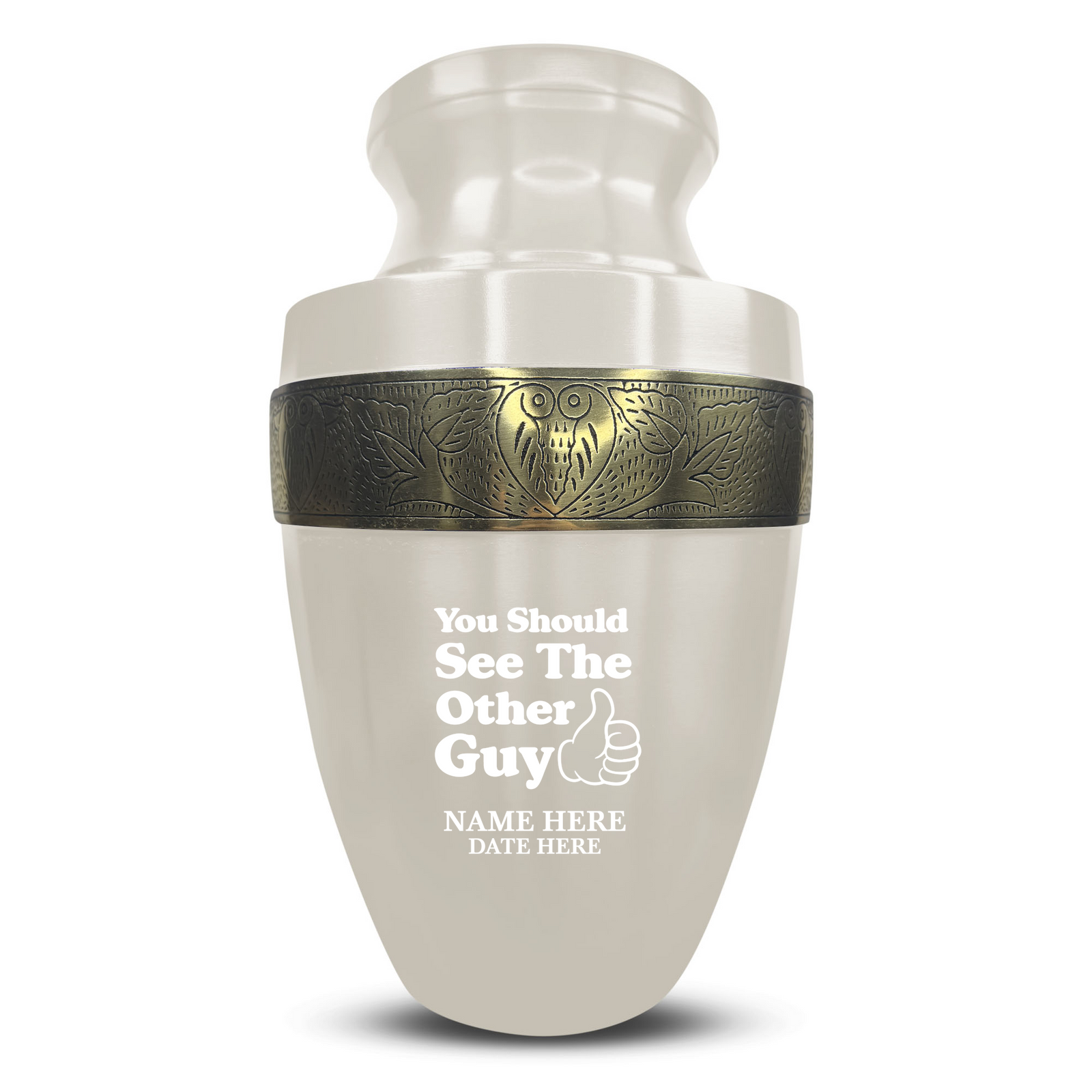 Custom Aluminum Human Urn - Dark Humor Design - Elite Collection with Gold Inlay - 200 Cubic Inch