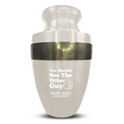Custom Aluminum Human Urn - Dark Humor Design - Elite Collection with Gold Inlay - 200 Cubic Inch