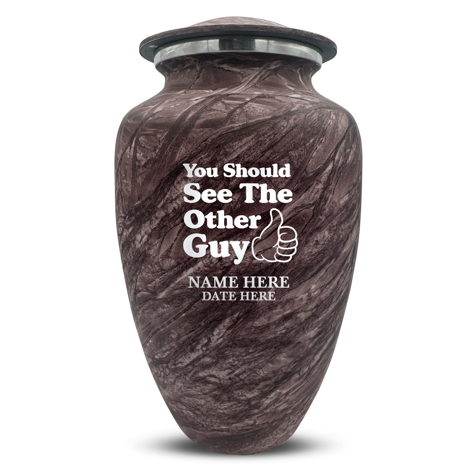 Custom Human Urns - Soft Whisper Collection - Dark Humor Design - Distressed Finish - 200 Cubic Inch