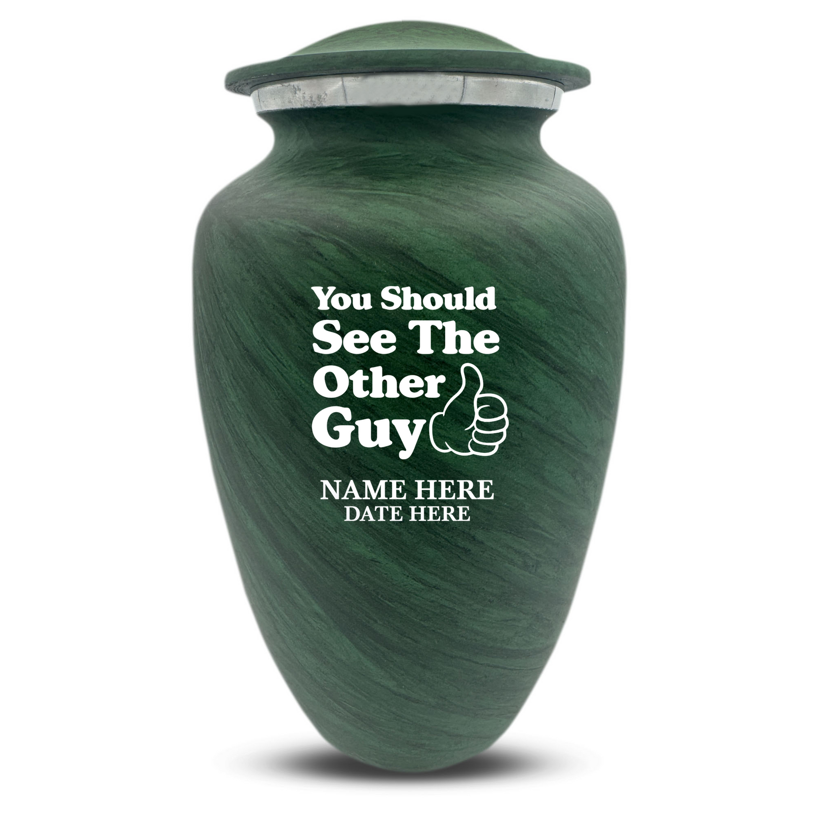 Custom Human Urns - Soft Whisper Collection - Dark Humor Design - Distressed Finish - 200 Cubic Inch