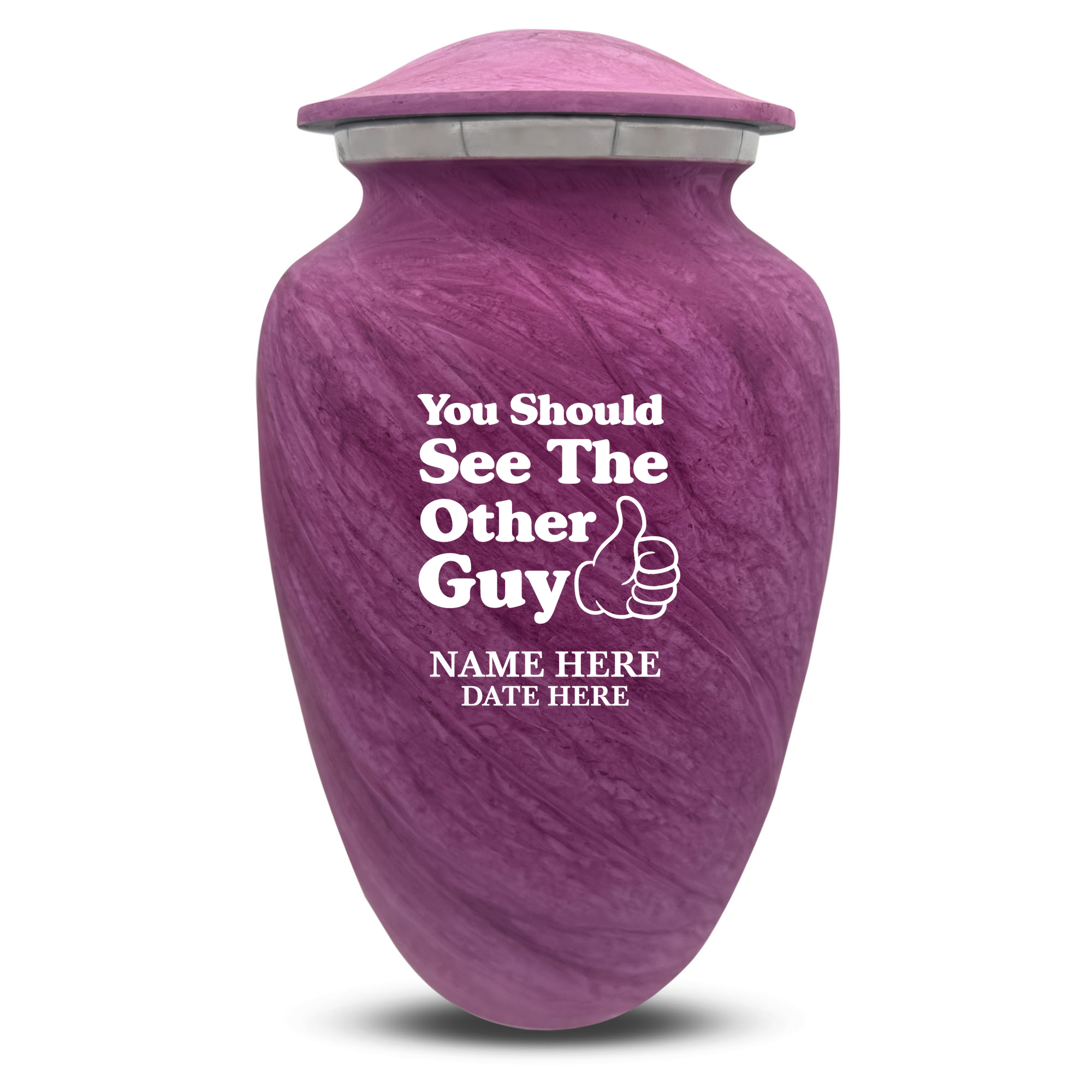 Custom Large Cremation Urn for Human Ashes - Soft Whisper Collection - Dark Humor Design - Distressed Finish - 200 Cubic Inch
