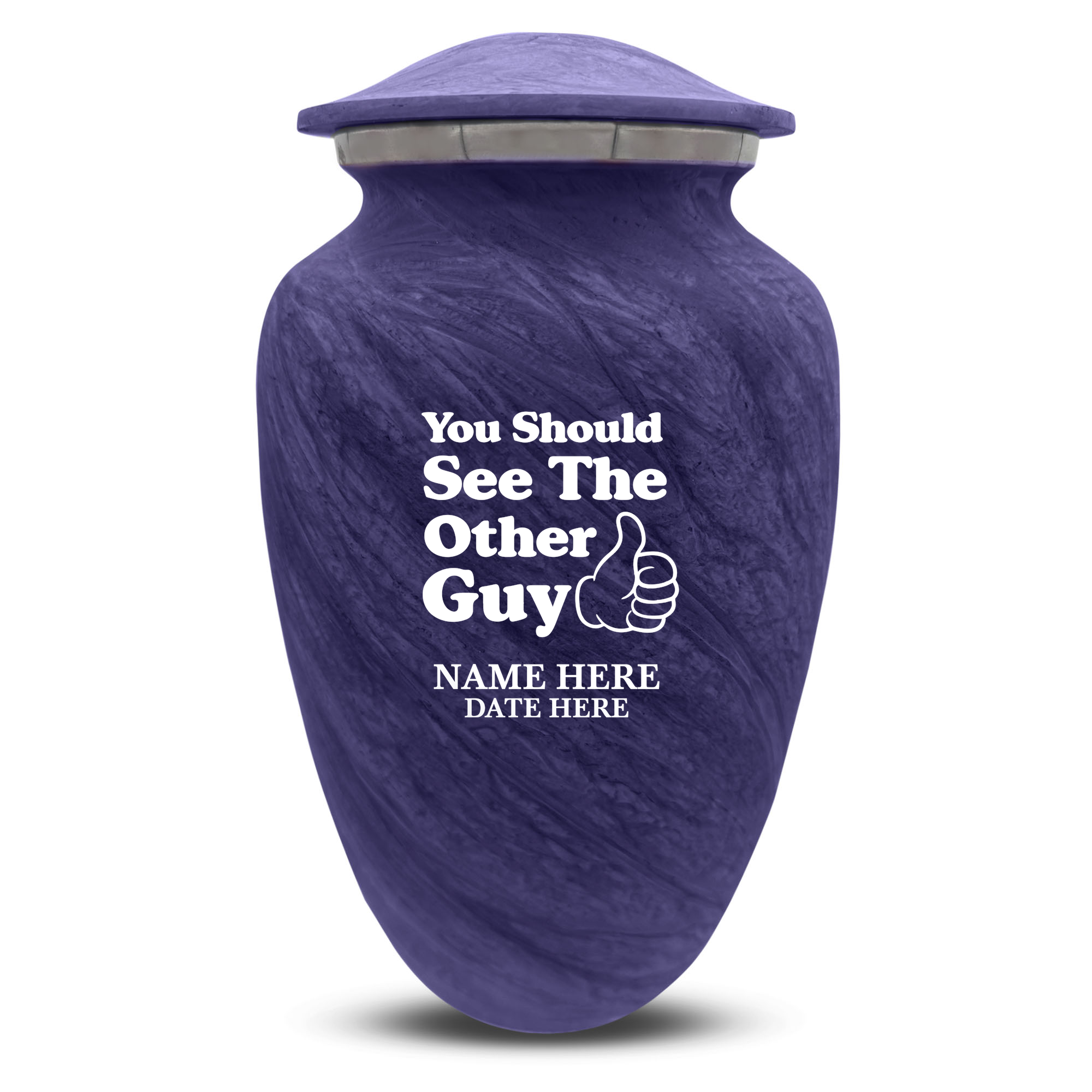 Custom Large Cremation Urn for Human Ashes - Soft Whisper Collection - Dark Humor Design - Distressed Finish - 200 Cubic Inch