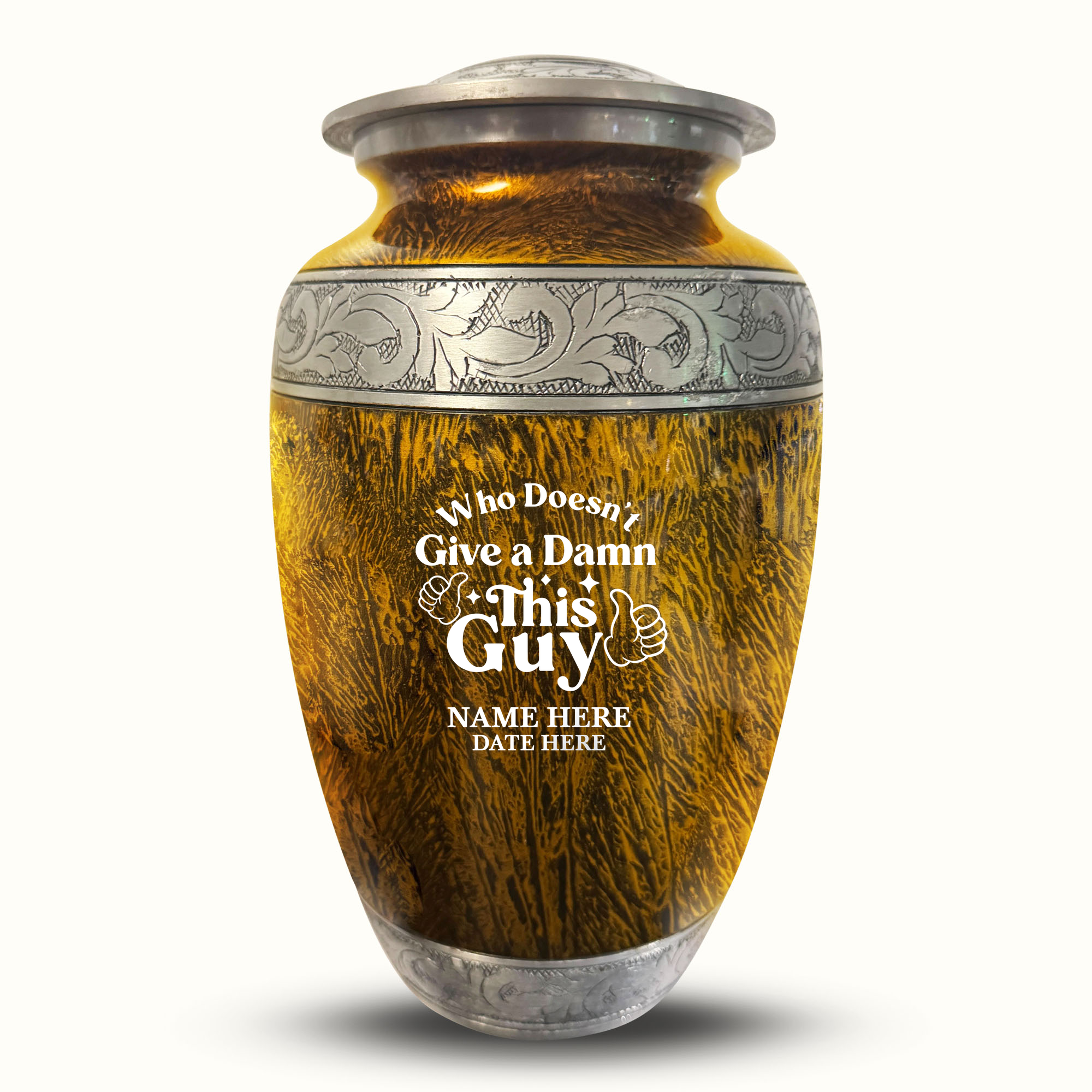 Custom Large Cremation Urn for Human Ashes - Elevate Collection - Dark Humor Design - Distressed Finish - 200 Cubic Inch