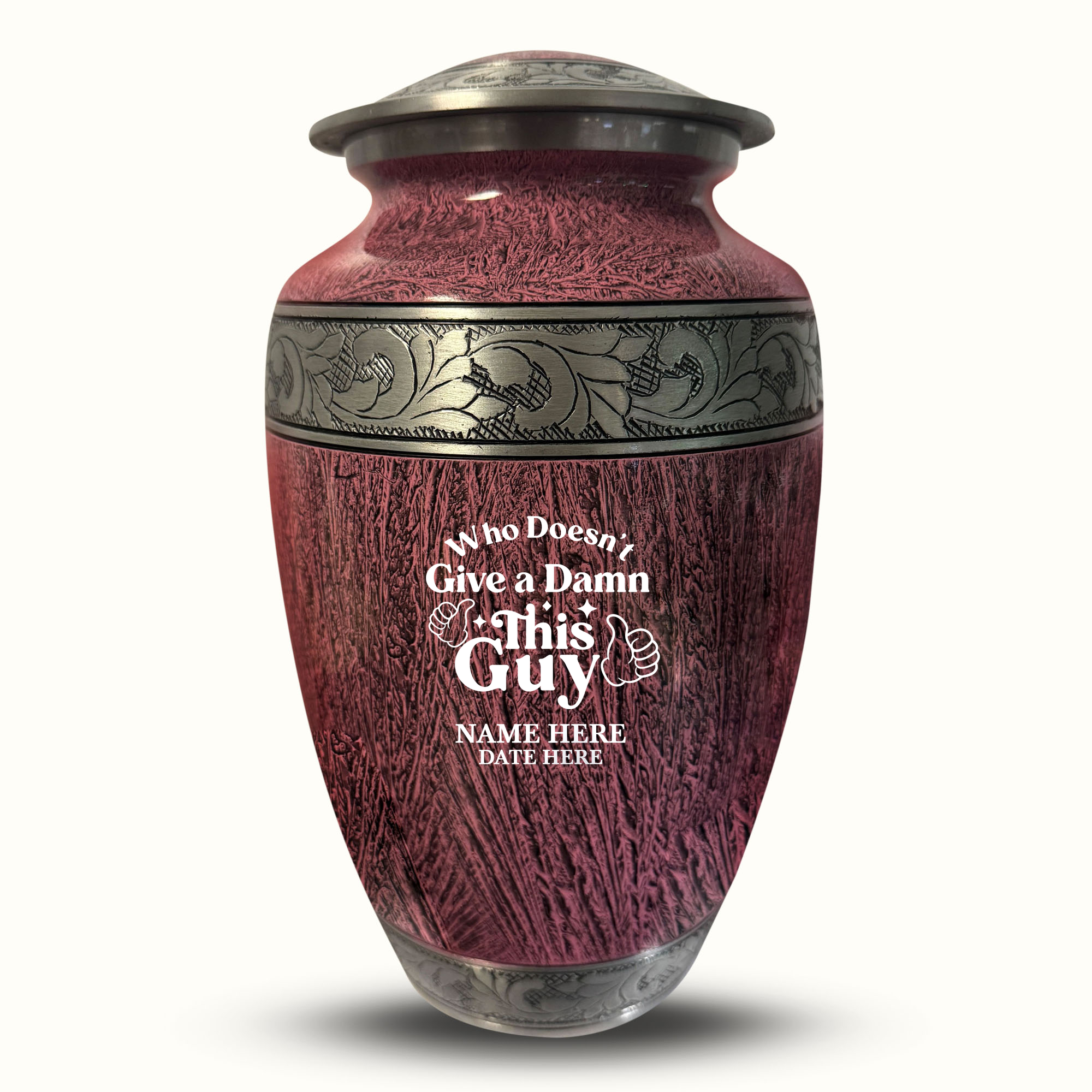 Custom Large Cremation Urn for Human Ashes - Elevate Collection - Dark Humor Design - Distressed Finish - 200 Cubic Inch
