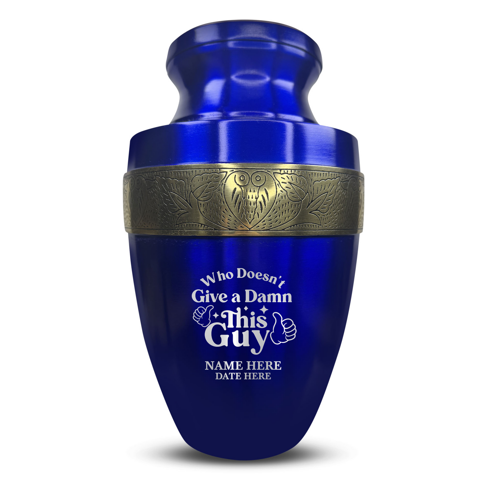 Custom Aluminum Human Urn - Dark Humor Design - Elite Collection with Gold Inlay - 200 Cubic Inch