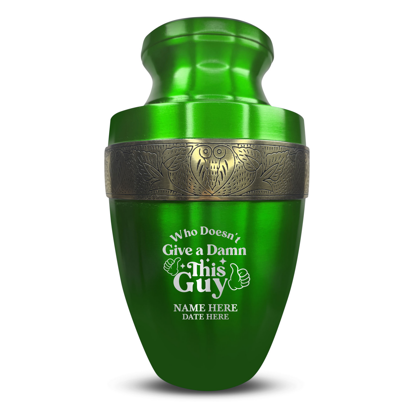Custom Aluminum Human Urn - Dark Humor Design - Elite Collection with Gold Inlay - 200 Cubic Inch