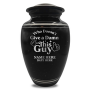 Spotted Black Aluminum with Silver Rim Human Cremation Urn - 200 Cubic Inch | Dark Humor