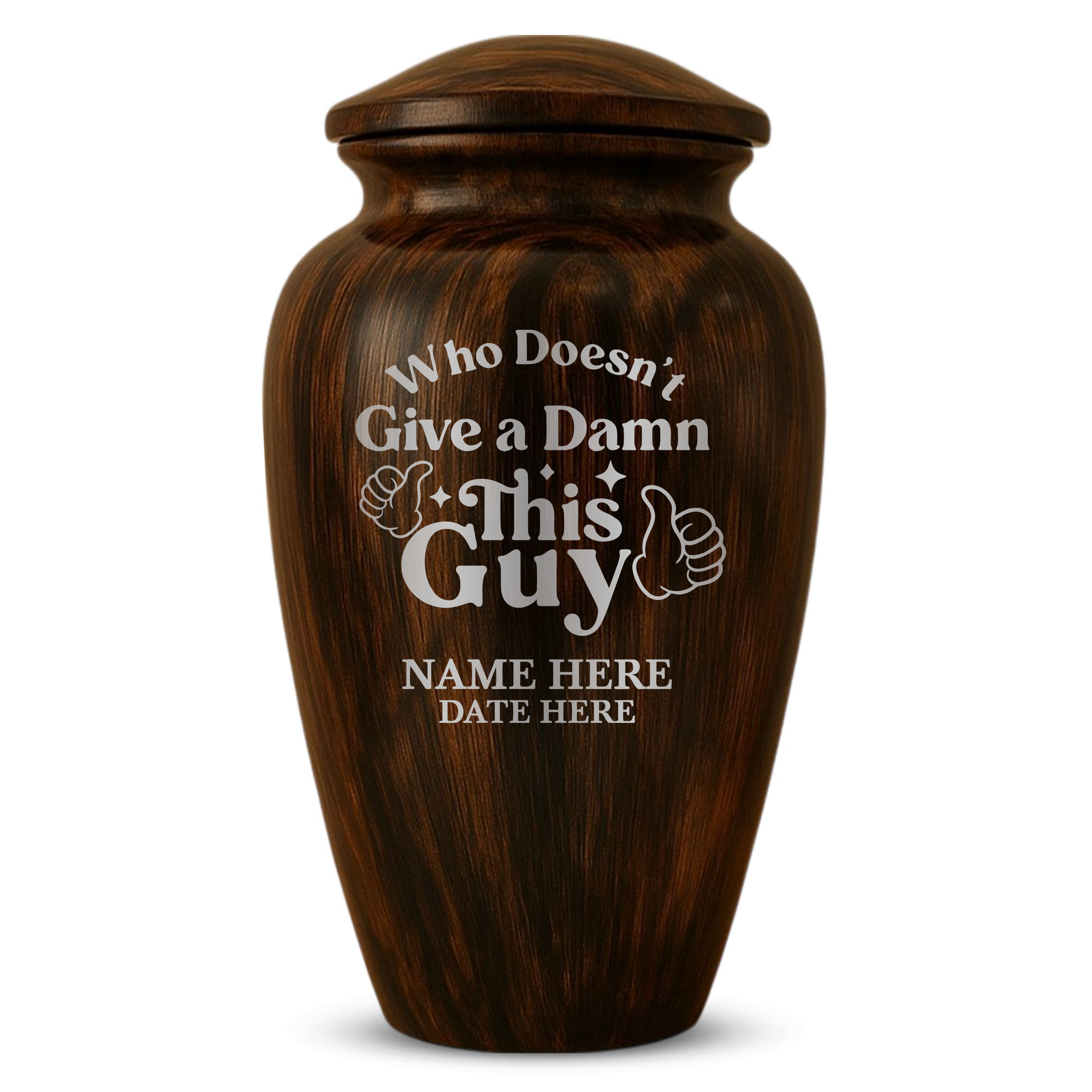 Human Cremation Urn - 200 Cubic Inch - Ingrained Wood Style Finish | Dark Humor