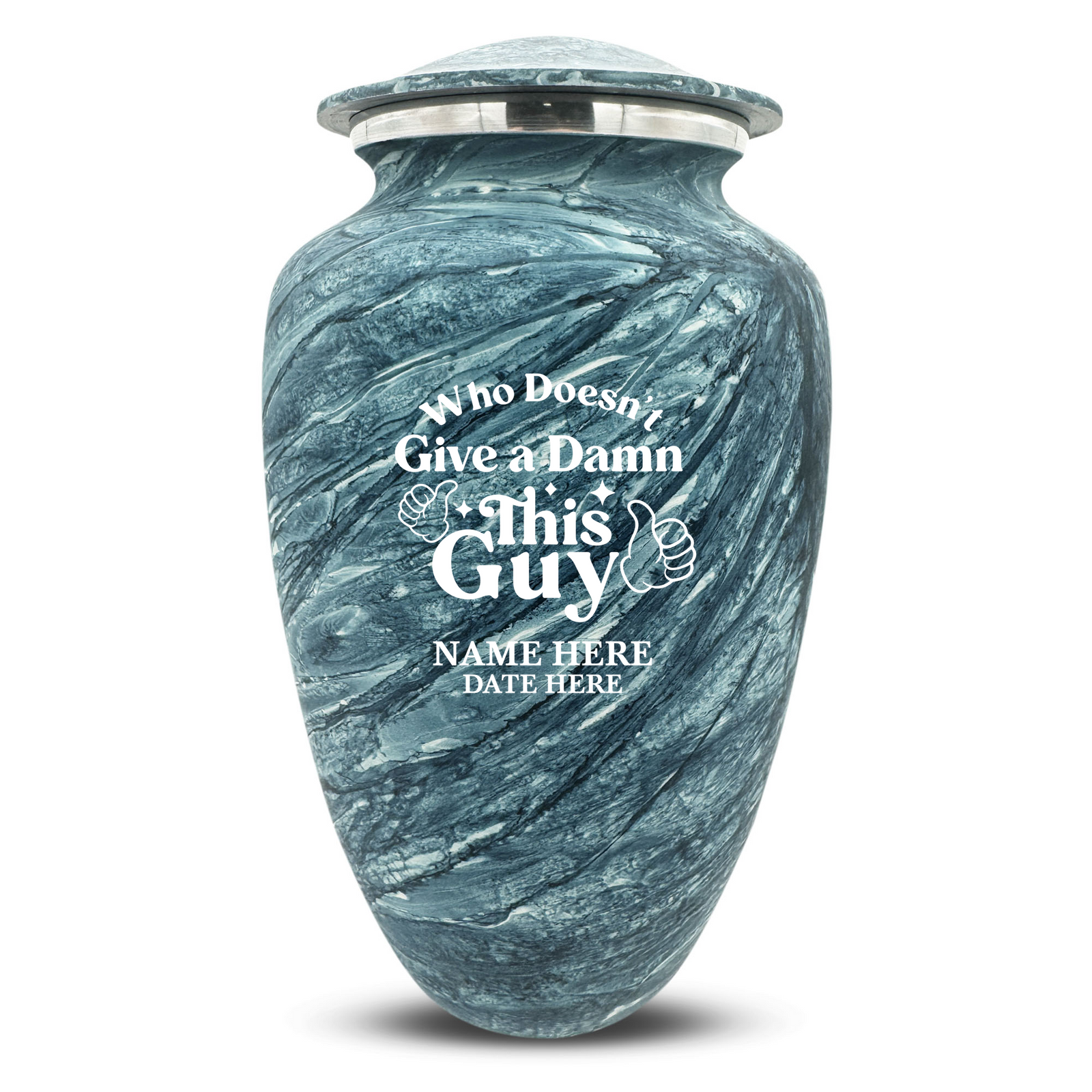 Custom Human Urns - Soft Whisper Collection - Dark Humor Design - Distressed Finish - 200 Cubic Inch